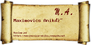 Maximovics Anikó névjegykártya